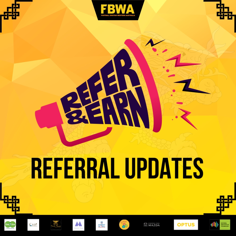 The poster showcasing a megahorn with the word Refer and Earn which was designed as a refer and earn program for FBWA.